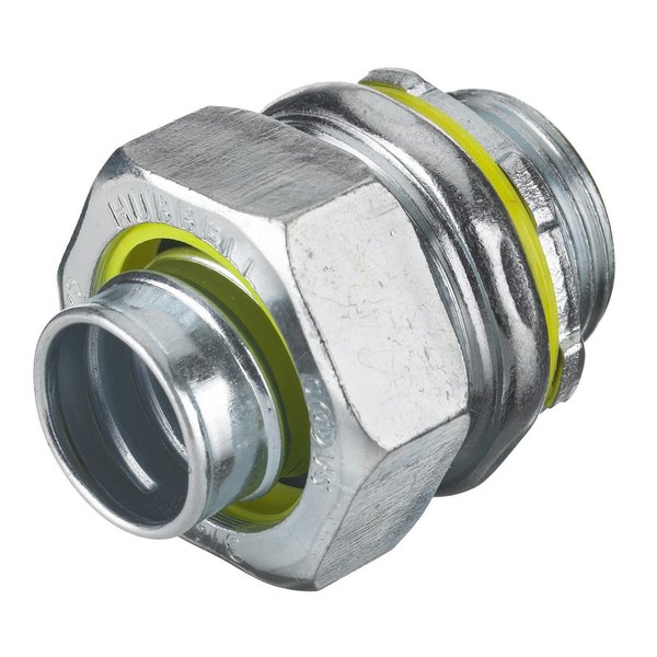 Hubbell Wiring Device-Kellems Kellems Wire Management, Liquidtight System, Straight Male Liquid Tight Connector, 2 1/2", Steel, Non-Insulated H250